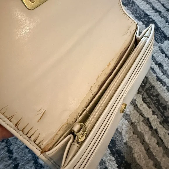 Pink Coach leather pouch and Ivory Coach Kristin woven envelope wallet clutch - Picture 7 of 12